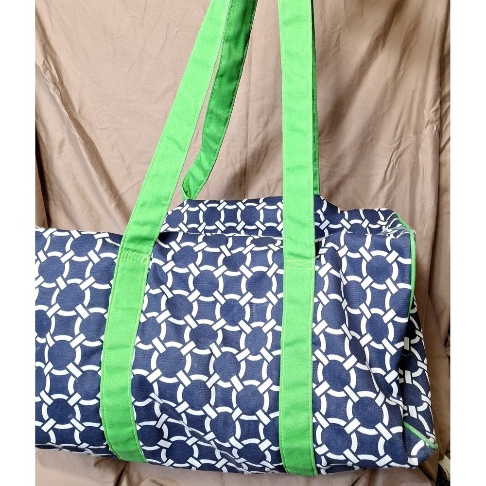 Ame & LuLu Weekender XL Duffle Green Blue White‎ Extra Large Travel Tote Beach